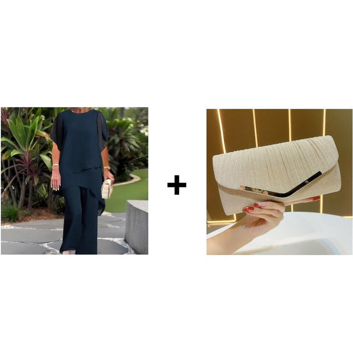Ensemble femme : top asymétrique & pantalon large