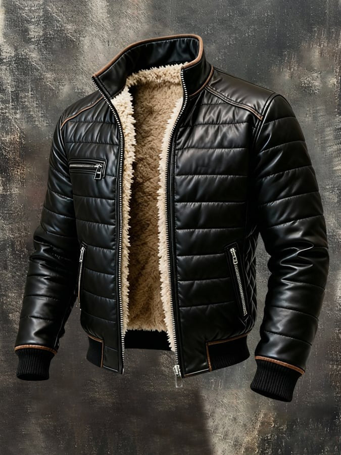 Tom | VESTE MATELASSÉE NOIRE À DOUBLURE SHERPA