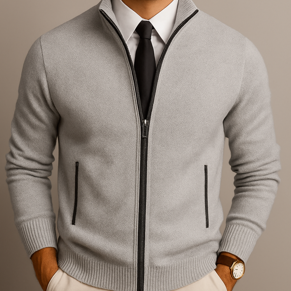 Claude | Cardigan Zippé En Laine Mérinos