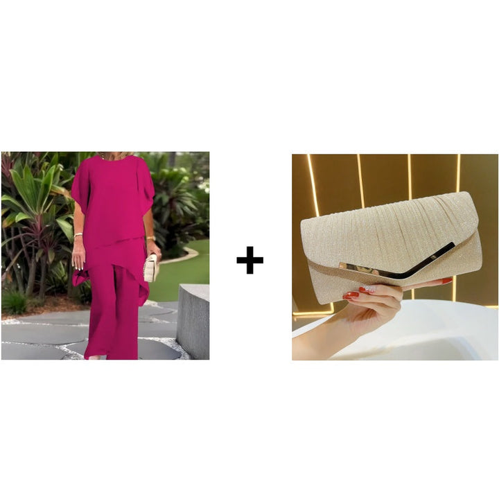 Ensemble femme : top asymétrique & pantalon large