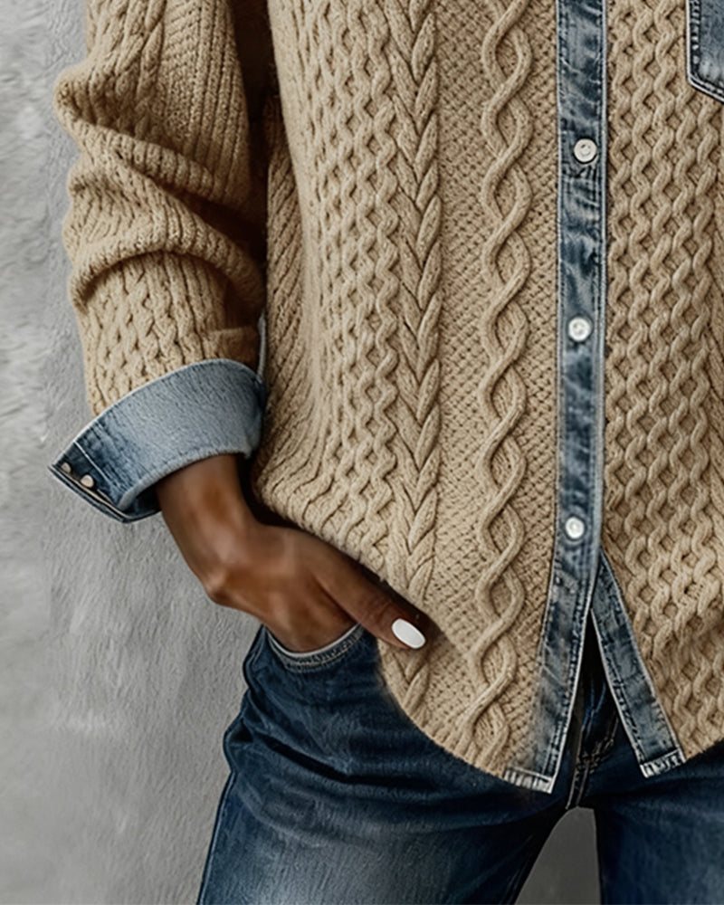 Chemise Manches Longues À Patchwork Jean