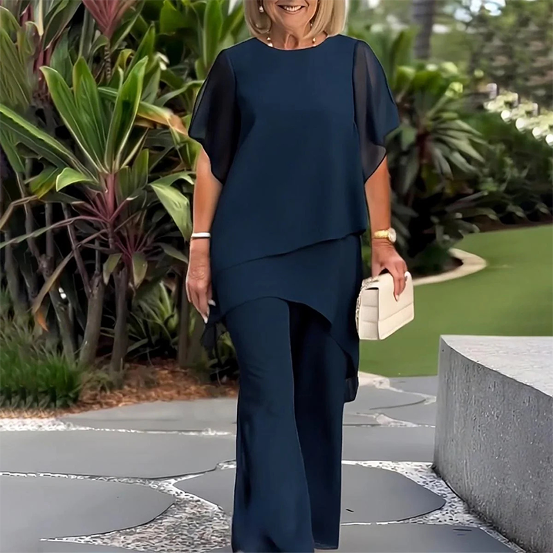 Ensemble femme : top asymétrique & pantalon large