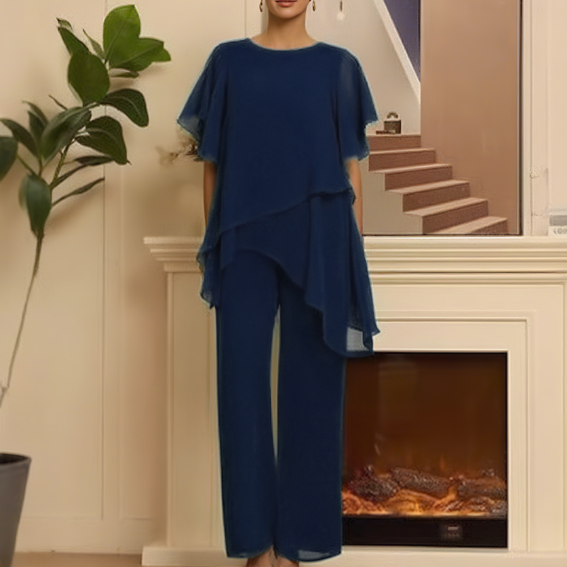 Ensemble femme : top asymétrique & pantalon large