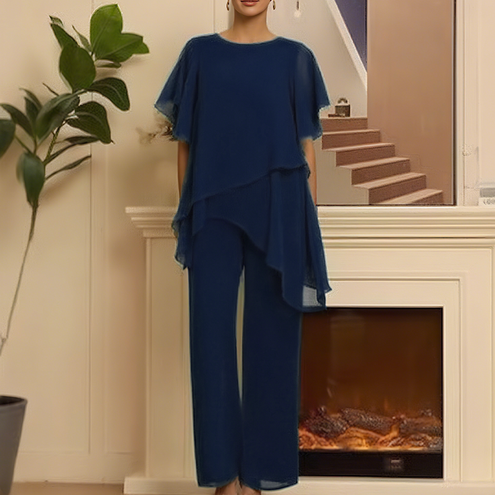 Ensemble femme : top asymétrique & pantalon large