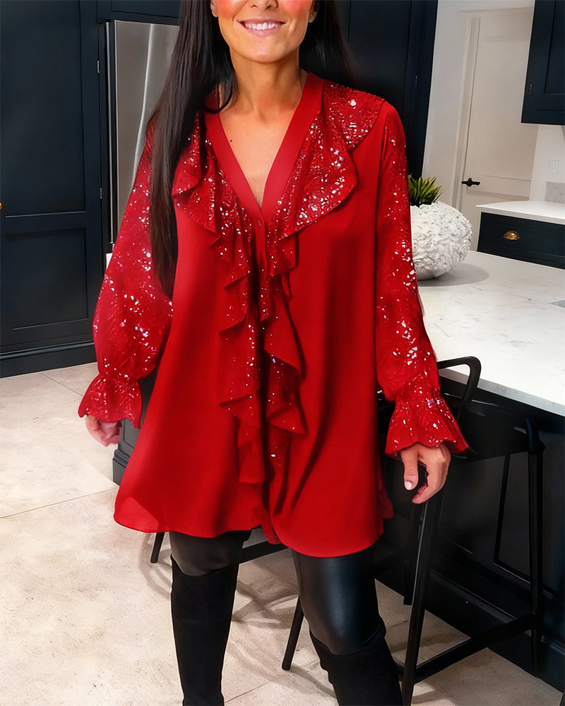 Fleur | Blouses Amples Unies À Volants