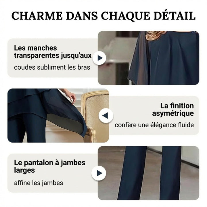 Ensemble femme : top asymétrique & pantalon large