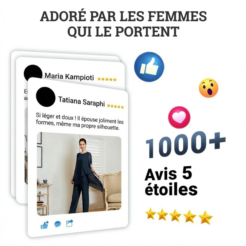 Ensemble femme : top asymétrique & pantalon large