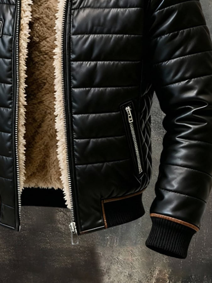 Tom | VESTE MATELASSÉE NOIRE À DOUBLURE SHERPA