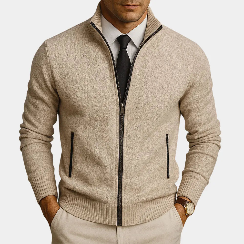 Claude | Cardigan Zippé En Laine Mérinos