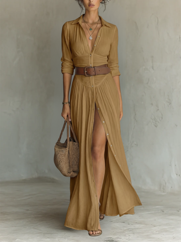 Amélie | Robe Maxi Lin Col Revers