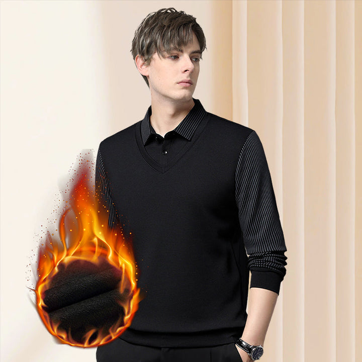 Ethan | Chemise à col rayé – ensemble 2 pièces coton confortable