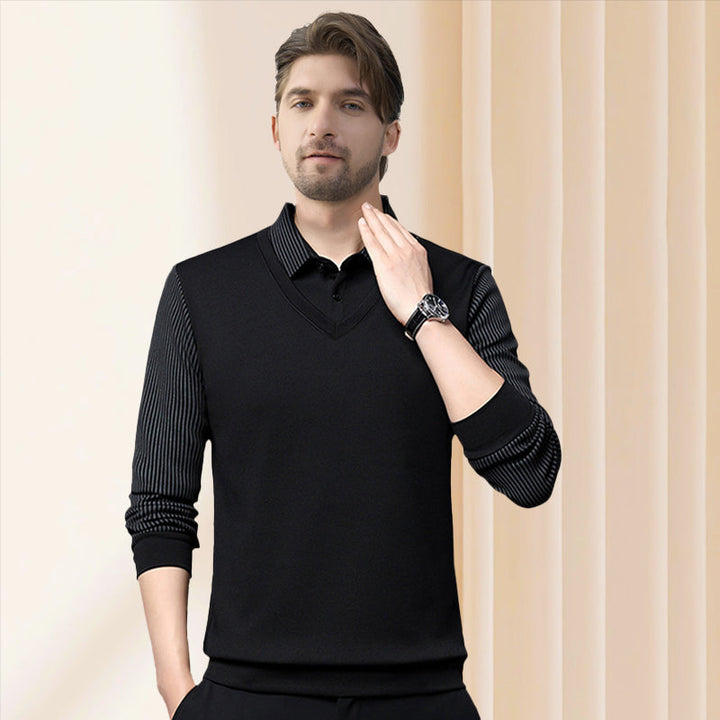 Ethan | Chemise à col rayé – ensemble 2 pièces coton confortable