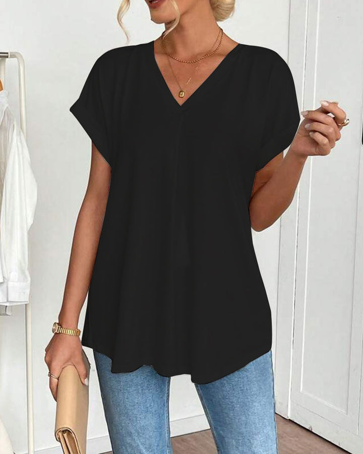 T-Shirt À Manches Courtes Uni Patchwork