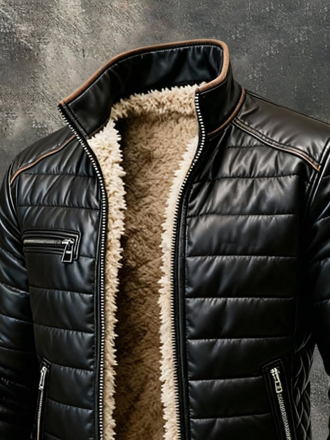 Tom | VESTE MATELASSÉE NOIRE À DOUBLURE SHERPA