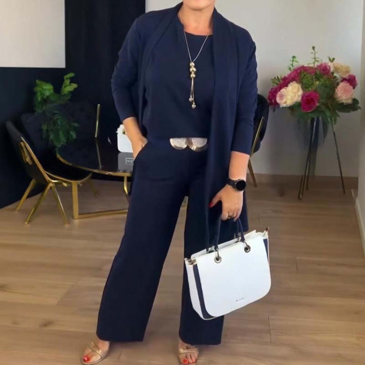 Lina | Ensemble élégant : cardigan, haut & pantalon